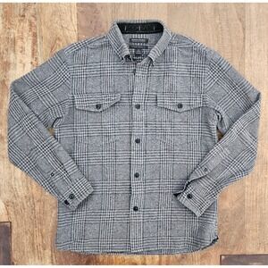 Banana Republic Untucked Standard Fit Shirt Men S Gray Plaid Cotton Blend